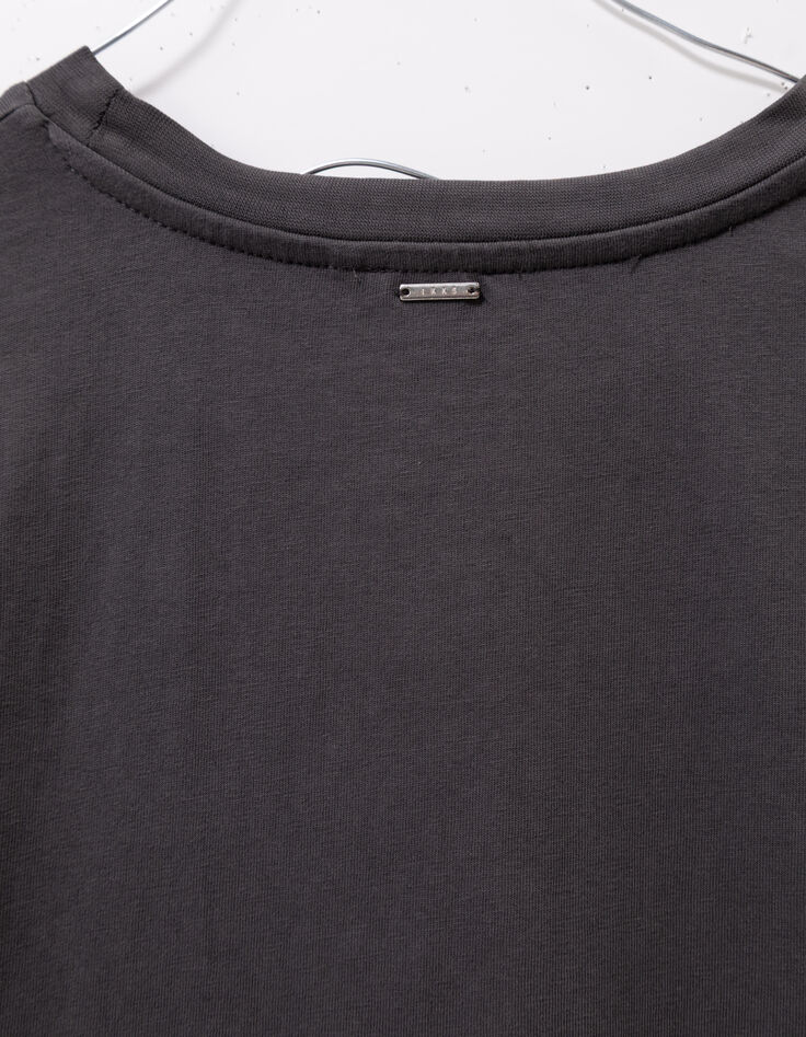 Camiseta gris algodón oversize mensaje niña-5