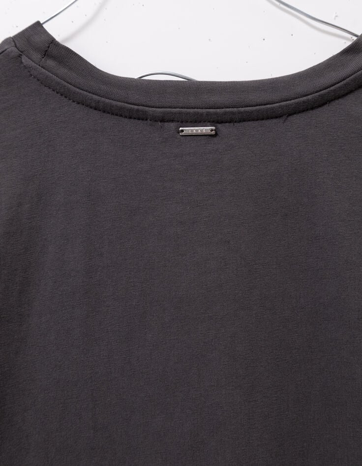 Camiseta gris algodón oversize mensaje niña-5 Camiseta gris algodón oversize mensaje niña-5