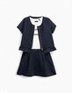 Robe 2 en 1 navy et blanc avec top zippé fille-3