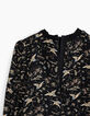 Blouse noire imprimé Sakura et grues sacrées fille-4