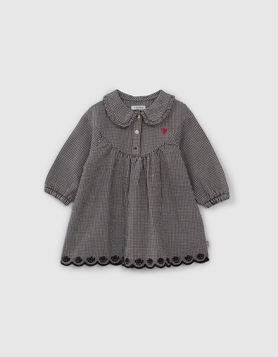 Robe écrue motif vichy noir bébé fille - IKKS
