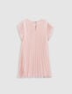 Robe rose plissée décor clous fille-4