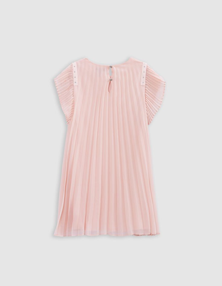 Robe rose plissée décor clous fille-4