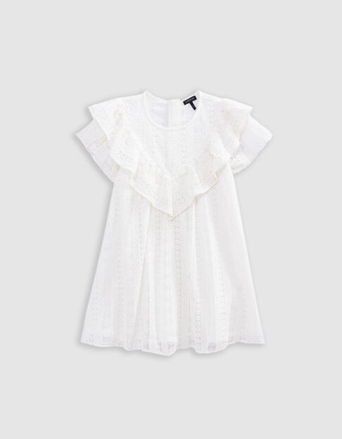 Robe écrue dentelle plastron volanté fille - IKKS