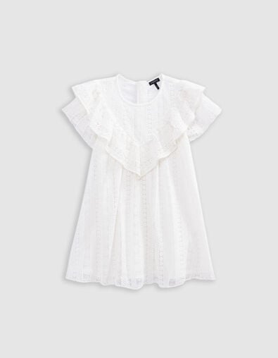 Vestido crudo encaje plastrón volantes niña - IKKS