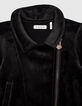 Cardigan noir esprit motard en velours bébé fille-3