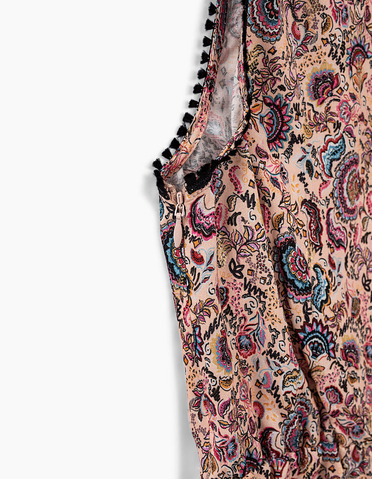 Girls’ powder pink Paisley print playsuit-7