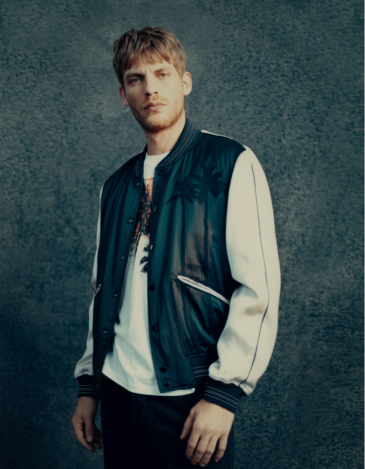 Cazadora teddy negro bicolor y bordados hombre-6