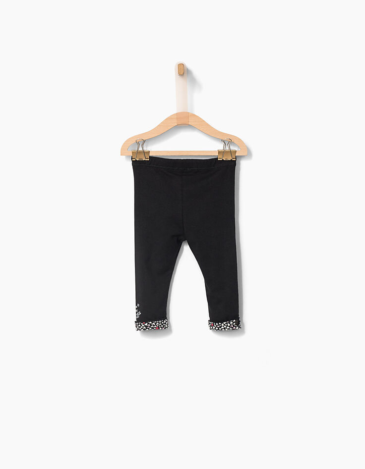Leggings réversible noir et imprimé bébé fille-5