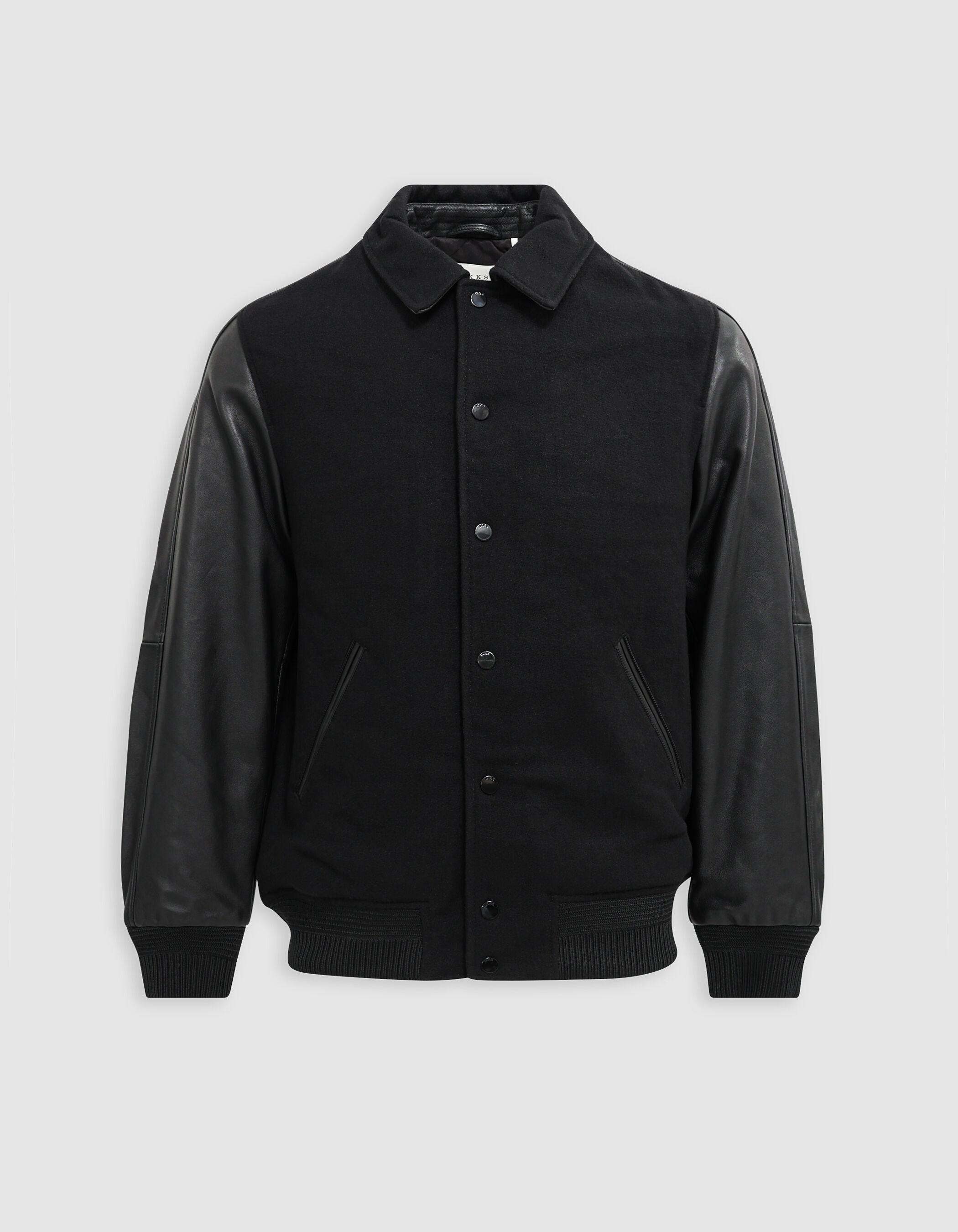 Blouson teddy noir cuir chrome free bi matiere Homme IKKS