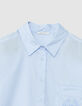 Chemise manches longues bleue oversize broderie Femme-2