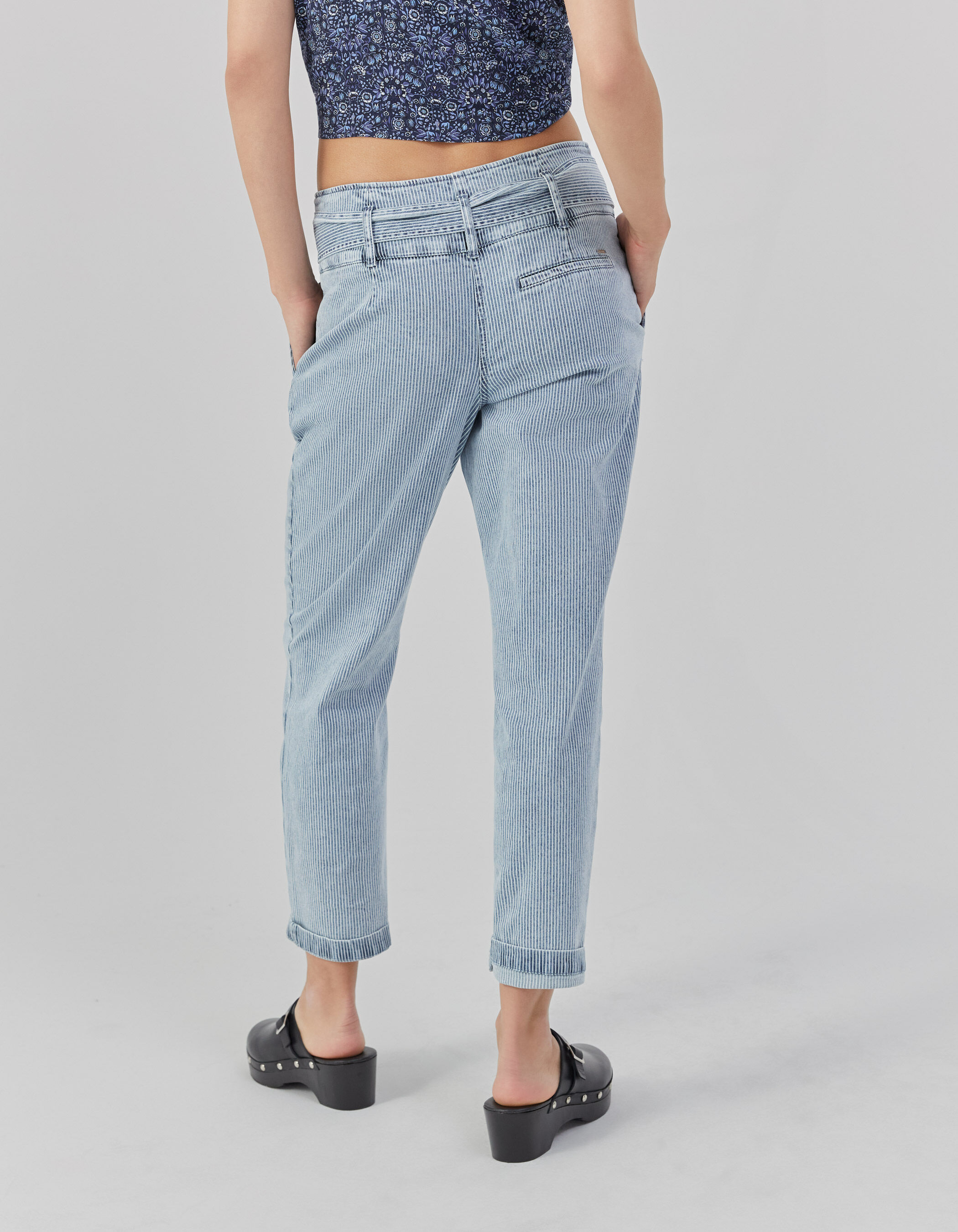 Blue white striped jeans best sale