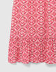 Robe longue rose imprimé ethnique fille-5