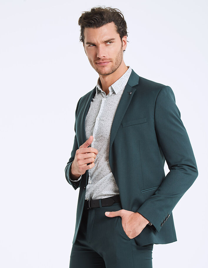 Blaugrüner, knitterfreier Herrensakko Travel Suit - IKKS