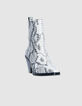 Chelsea boots santiags blanches cuir effet python Femme-2