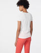 Tee-shirt en lin blanc visuel palmiers et papillon femme-3