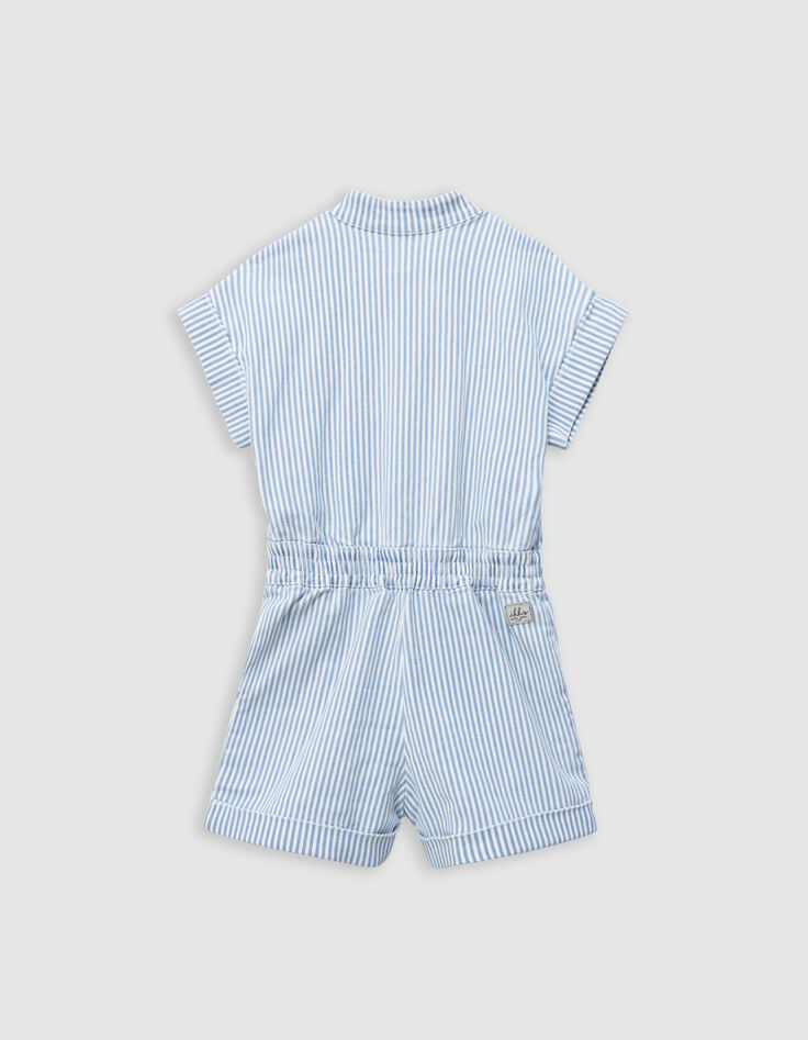 Combishort en jean blanc rayures bleues fille-5
