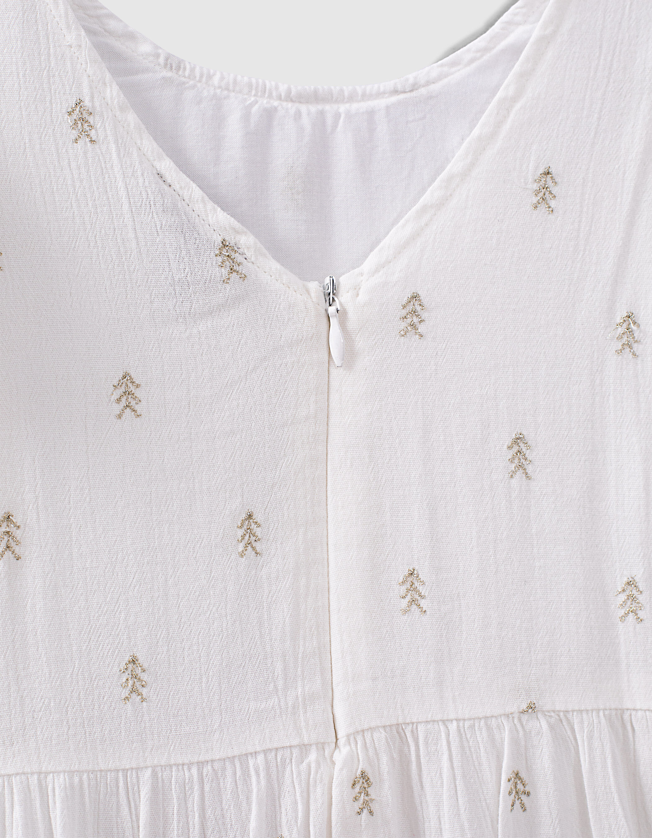 Robe longue blanc cass brod fils lurex fille
