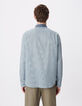 Chemise easy bleue motif carreaux manches longues Homme-4