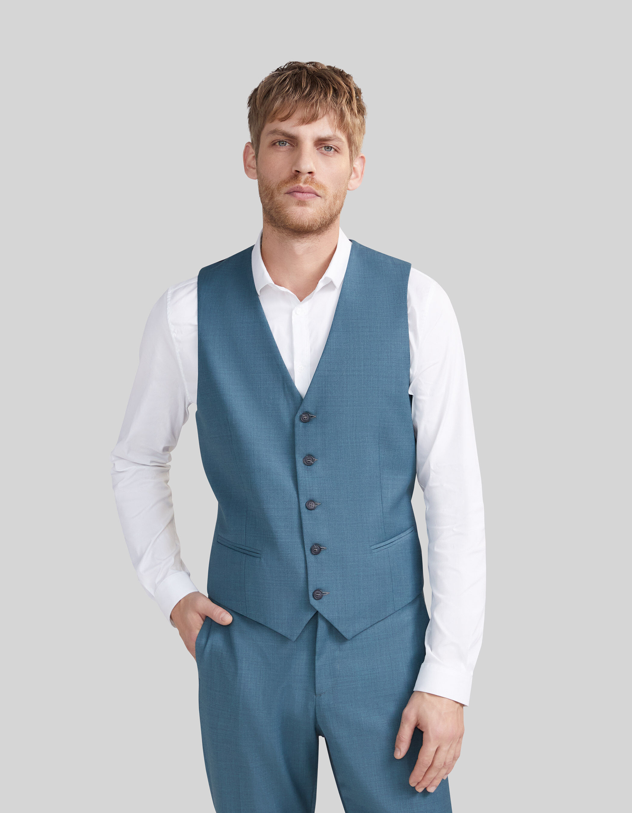 Gilet de costume vert bleute Homme IKKS