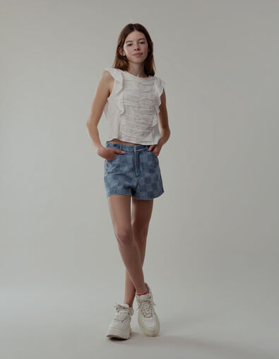 Off white blouse with ruffle effect for girl - IKKS