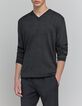 Jersey de punto con cuello en V antracita para hombre-1