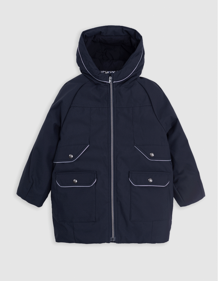 2-in-1-Parka, Marine, Daunenjacke, Sterne-Blitze, Mädchen-1