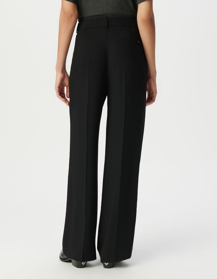 Pantalón traje ancho negro tiro alto mujer-3