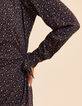 Robe longue noire imprim&eacute; floral d'hiver I.Code-4