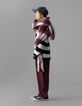 Girls’ burgundy fringed scarf with white XL checks-2