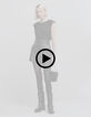 Women's black silver lurex tee-shirt with eyelet and stud-10