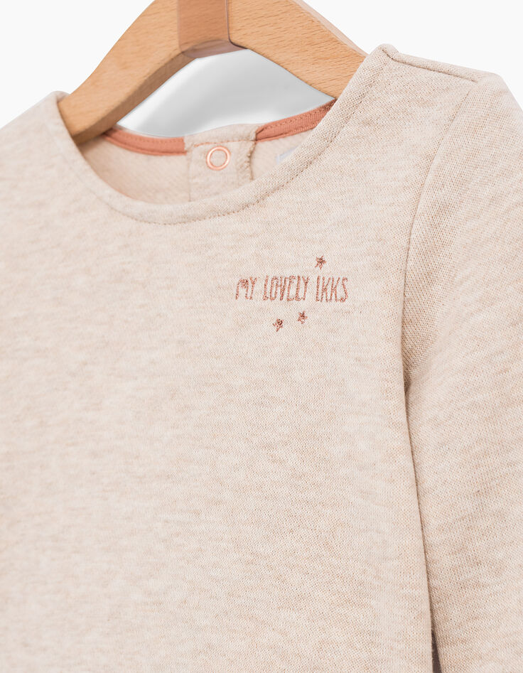 Robe bi-matière beige avec jupe bébé fille-4 Robe bi-matière beige avec jupe bébé fille-4