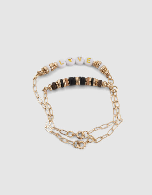 Pulseras cadena dorada cuentas niña