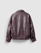 Bomber cuir bordeaux oversize Femme-7