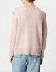 Pull alpaga m&eacute;lang&eacute; rose jacquard message et boutons Femme-3