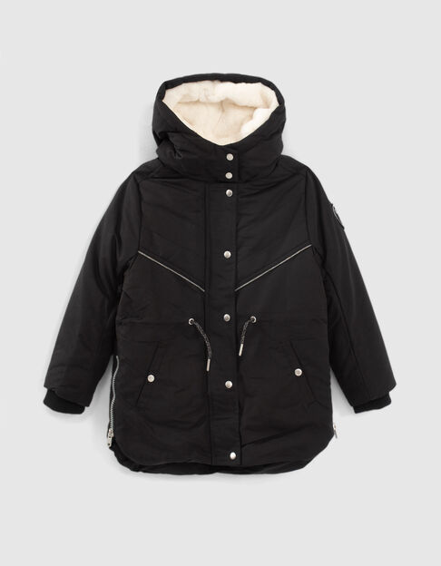 Girls’ 2-in-1 black parka + minimalist rock padded jacket - IKKS