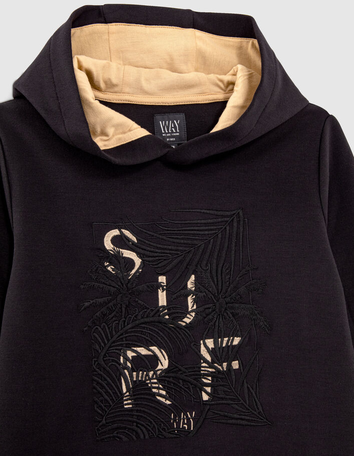 Boys’ black hoodie with embroidered motif - IKKS