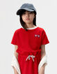 Girls’ red terry cloth dress with drawstring waist-2