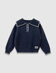 Jersey azul marino de punto con cuello marinero para ni&ntilde;a-1