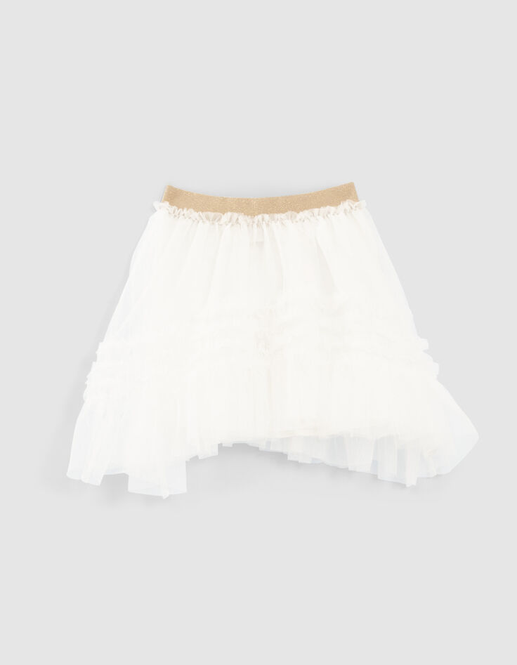 Girls’ off-white tulle skirt with gold waistband-2