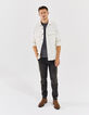 Mittelgraues Herren-T-Shirt, Tie-and-Dye-Tachismus-Effekt-6