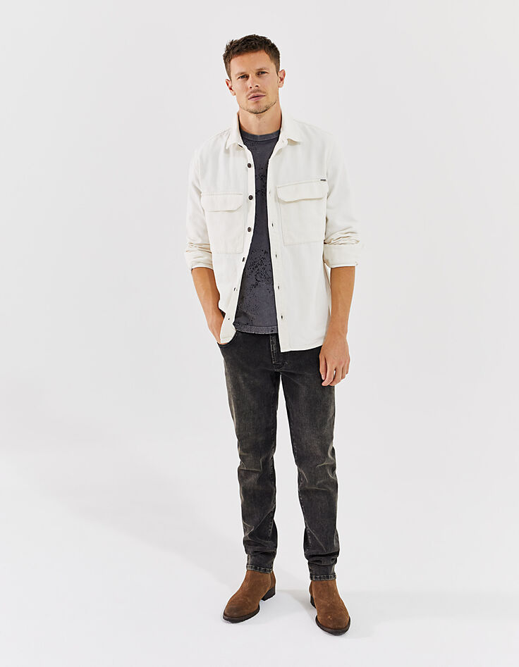 Mittelgraues Herren-T-Shirt, Tie-and-Dye-Tachismus-Effekt-6