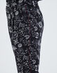Pantalon droit en crêpe imprimé tatoo femme-5
