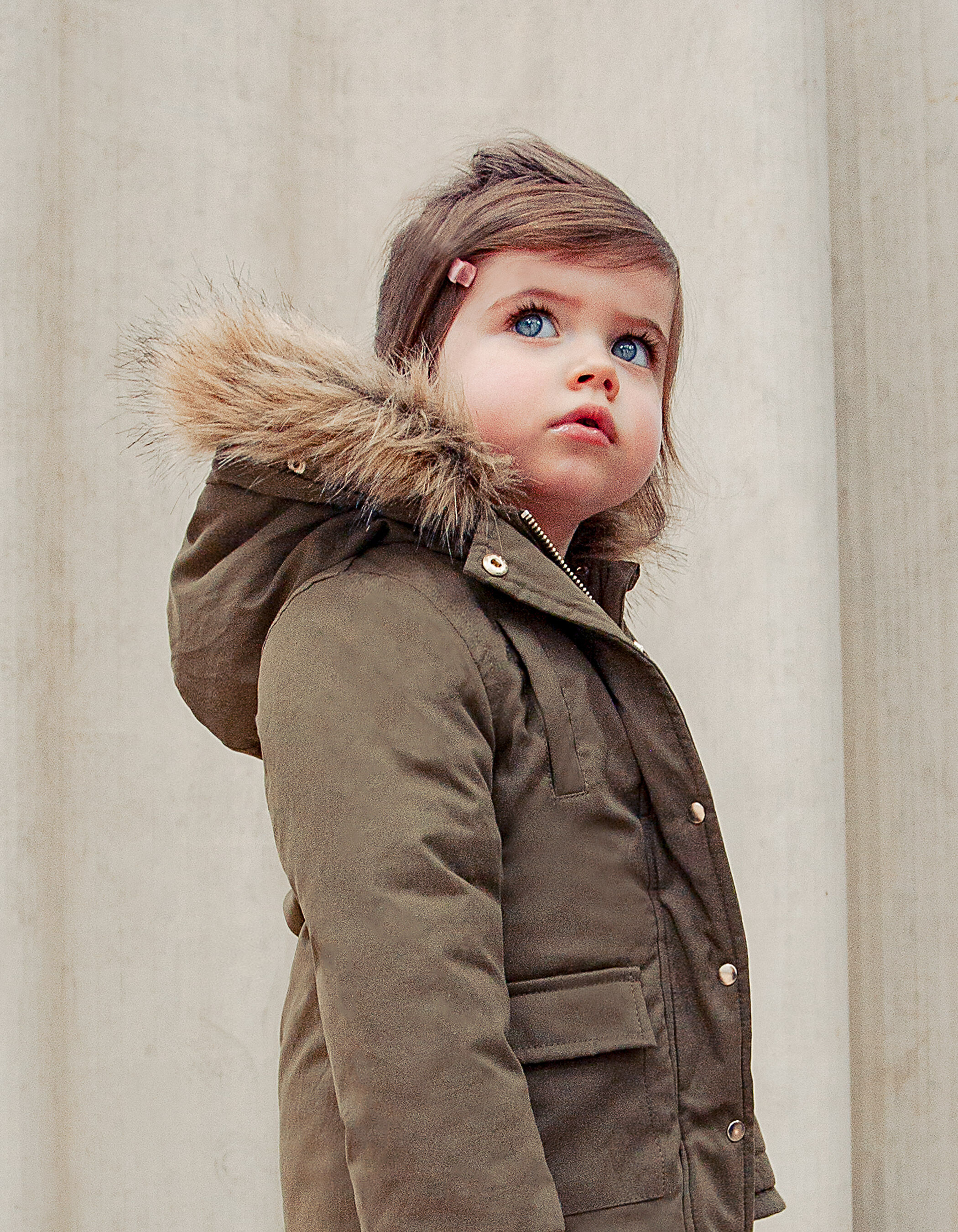 Parka kaki fourree a capuche bebe fille IKKS