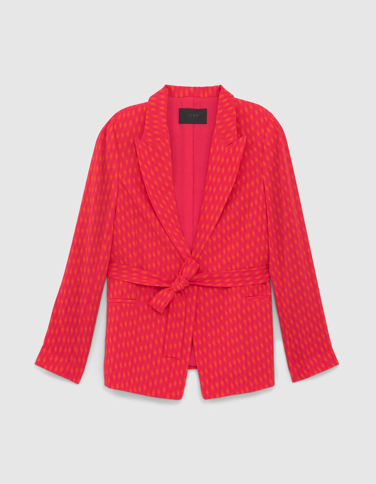Women’s fuchsia print belted suit jacket-6