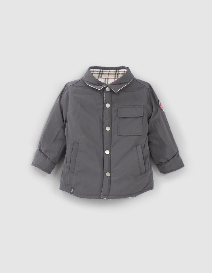 Baby boys’ grey/check reversible overshirt-2