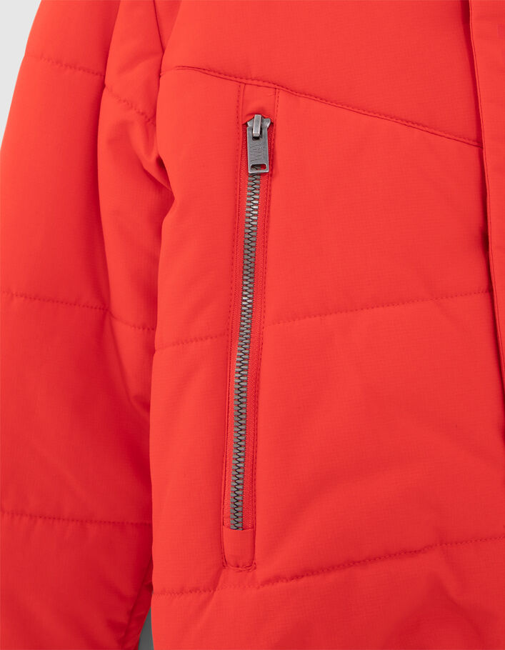 Rote Jungensteppjacke mit Schriftzug Ton in Ton-6