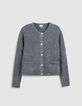 Cardigan gris tricot mousseux 100% laine Femme-6