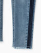 Jean skinny faded blue 7/8ème bas frangés fille-4