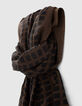 I.Code fawn and black checkerboard jacquard scarf-5